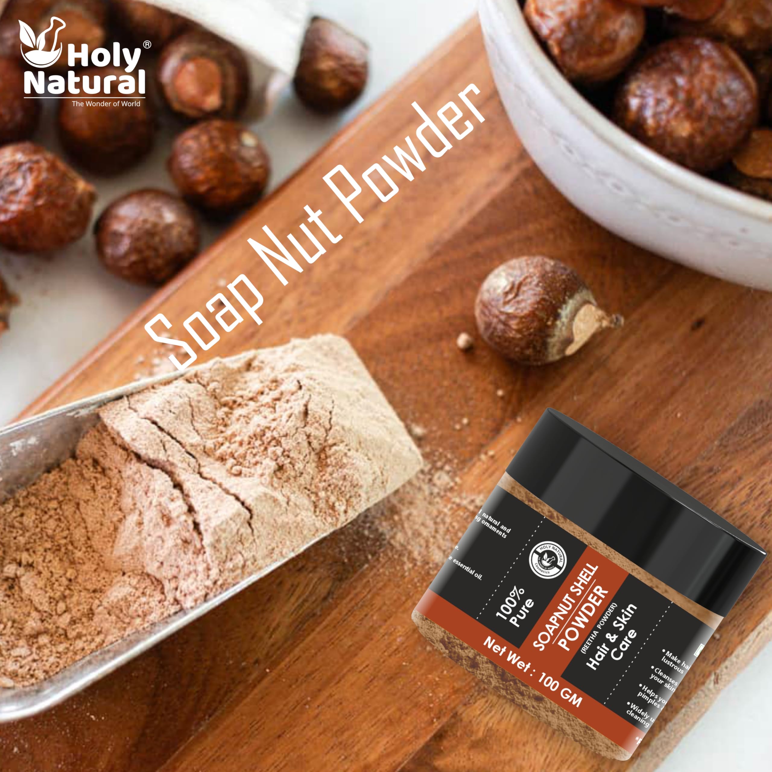 Organic Soapnut Shell Powder (100g) - Natural Reetha & Areetha Powder for Silky Shiny Hair Growth & Scalp Care | Chemical-Free Hair Wash, Ayurvedic Treatment for Dandruff & Dry Scalp | Perfect for DIY Shampoo, Hair Masks & Natural Beauty Routines