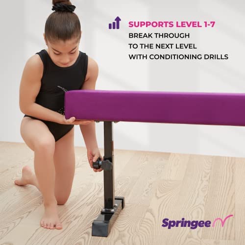 8 ft Adjustable Balance Beam for Gymnastics Training at Home - Solid Suede Professional Gymnastics Equipment with Dual Locking System for Stability & Safety - Perfect Gift for Boys & Girls - Ideal for Home Practice, Backyard Training & Gymnastics Studio Use