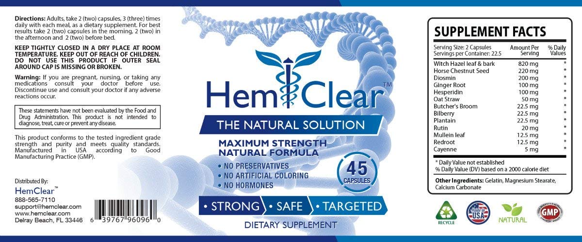 Vegan Hemorrhoid Relief Supplement - 100% Natural Maximum Strength Formula for Hemorrhoids & Vascular Health - 5 Bottles + 1 Cream - Supports Comfort During Sitting, Travel & Daily Activities