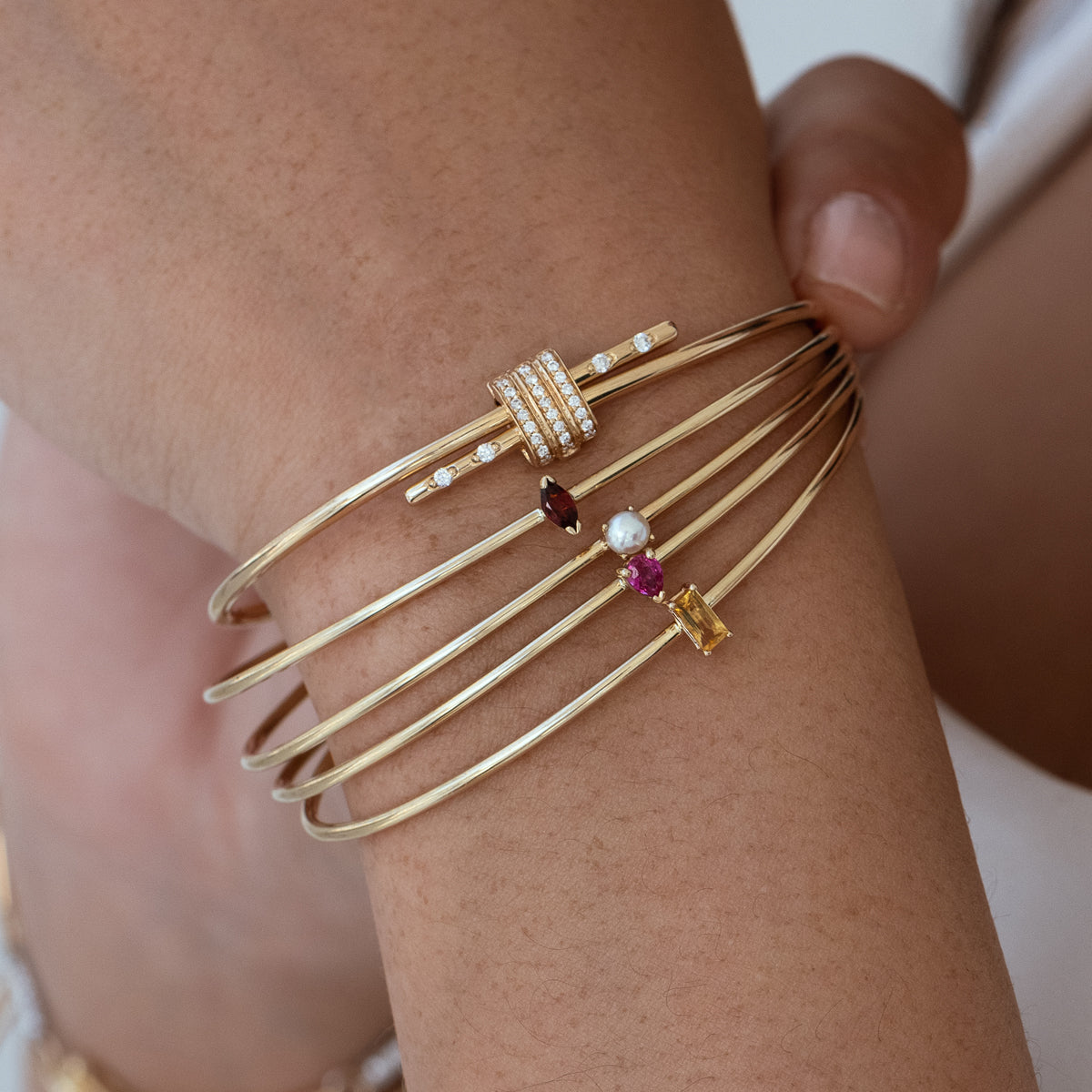 Birthstone Cuff Bracelet for Women - Personalized Sterling Silver Zodiac Charm Bracelet - Perfect for Birthday, Anniversary & Mother's Day Gifts