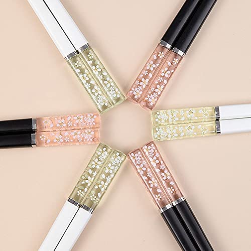 Premium Amber Cherry Blossom Alloy Chopsticks - Reusable Elegant Asian Tableware for Sushi, Ramen & Home Dining