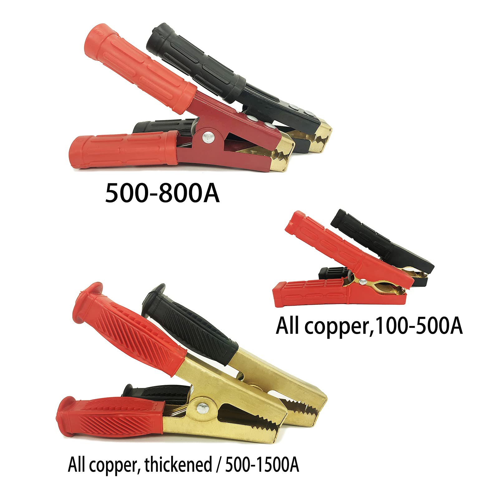 Heavy Duty Copper Battery Clamps 100A-1500A for Car Jump Start & Welding - High Conductivity Alligator Clips for Jumper Cables, Chargers & Power Tools - Ideal for Automotive Repair, Emergency Jump Starts & DIY Welding Projects