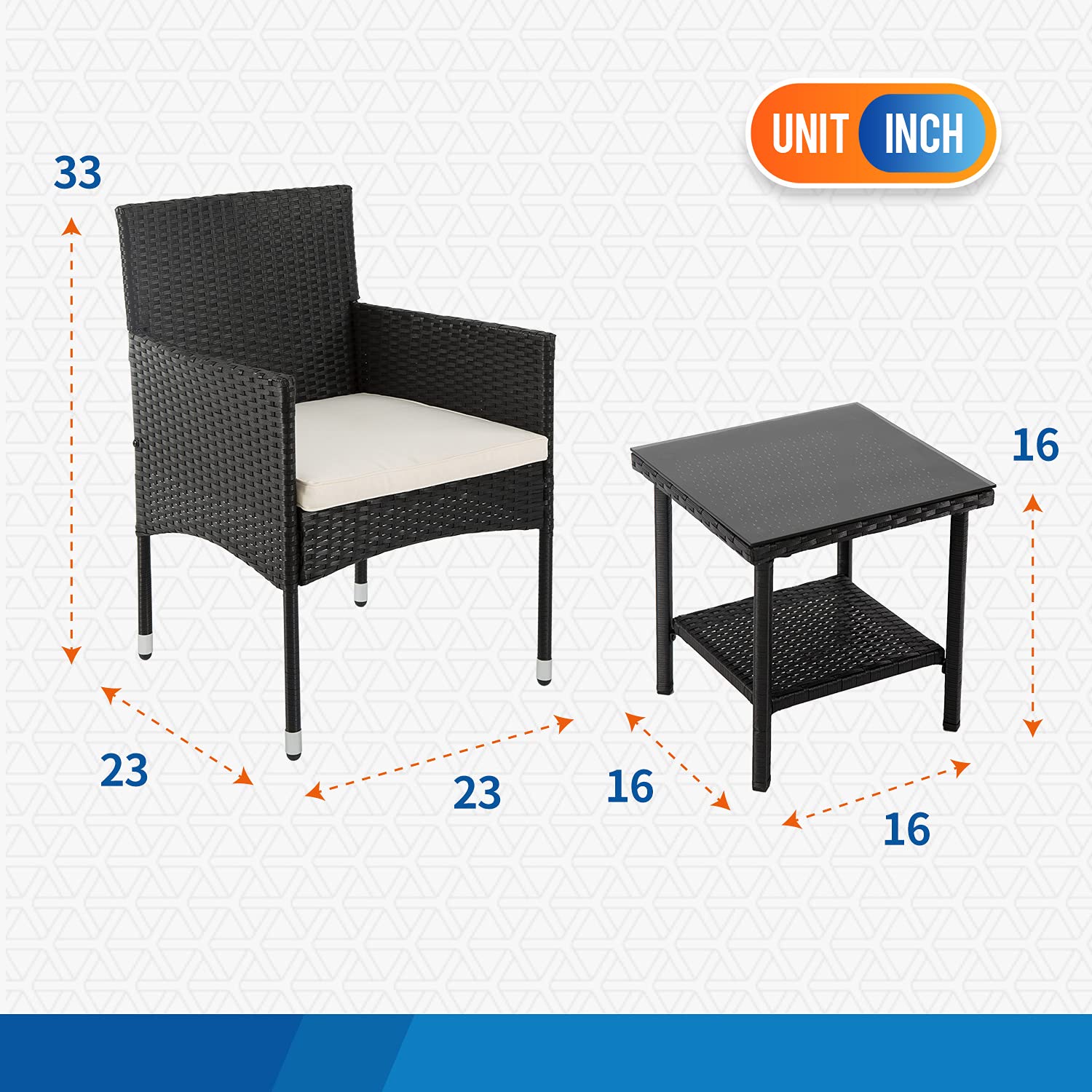 3-Piece Outdoor Patio Furniture Set - Black Wicker Bistro Table & Rattan Chairs Conversation Set for Garden, Porch, Yard - Perfect for Coffee Breaks & Relaxing Outdoors