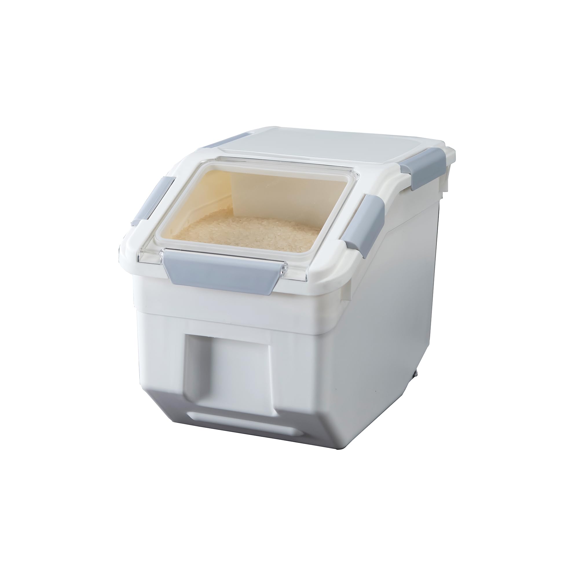 HANAMYA 10 Liter / 20 lbs Airtight Rice Storage Container with Measuring Cup - BPA Free Food Grade Plastic for Rice, Grains, Pet Food & Flour - Perfect for Kitchen Pantry Organization & Bulk Food Storage (1 Count, White)