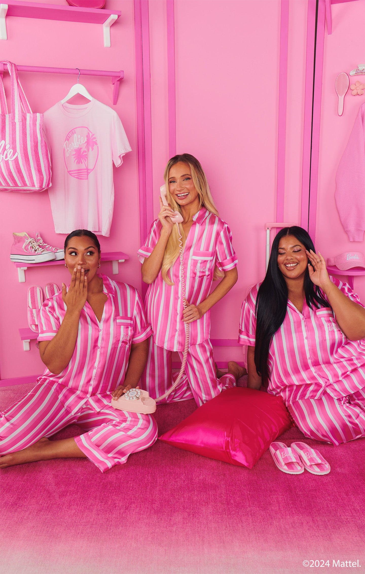 DreamHouse™ Girls Night Pajama Set - Soft Striped Satin Sleepwear for Women & Teens - Perfect for Sleepovers, Birthday Gifts & Cozy Nights In