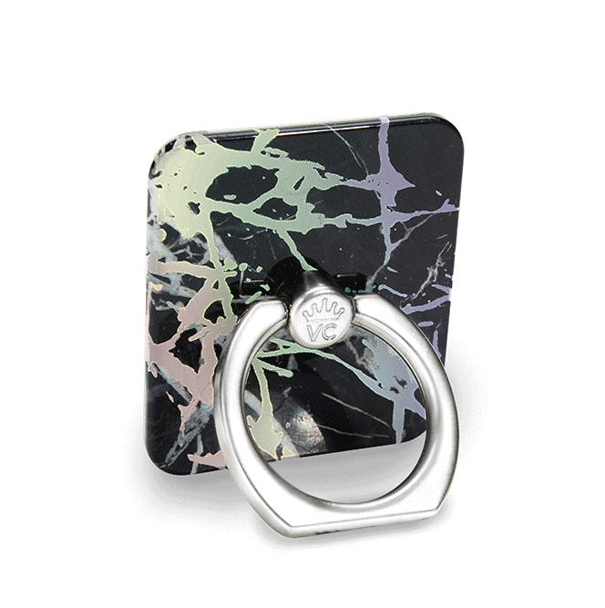 Holo Black Marble Phone Ring Holder - 360° Rotating Grip Stand for iPhone & Samsung - Perfect for Selfies, Videos, and Hands-Free Viewing