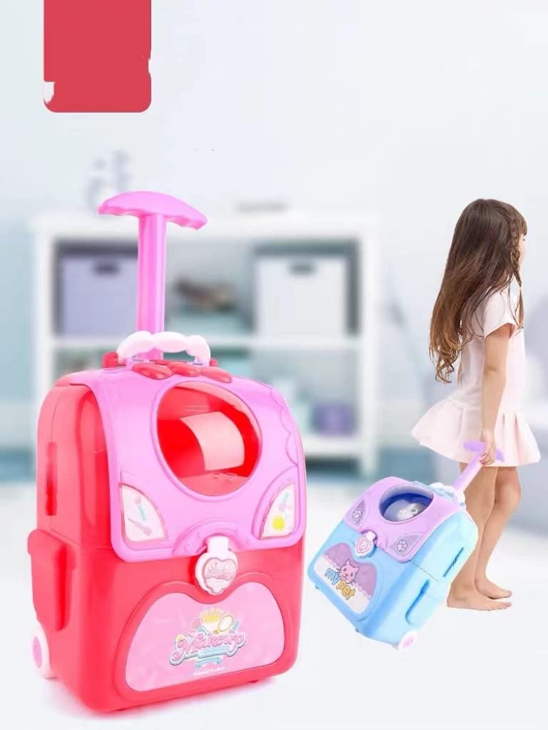 3-in-1 Pretend Play Puppy Wash Station Toy Set with Backpack & 15+ Accessories - Cute Interactive Pet Toy for Kids | Perfect Gift for Boys & Girls (Red) | Great for Role Play, Bath Time Fun & Travel Games