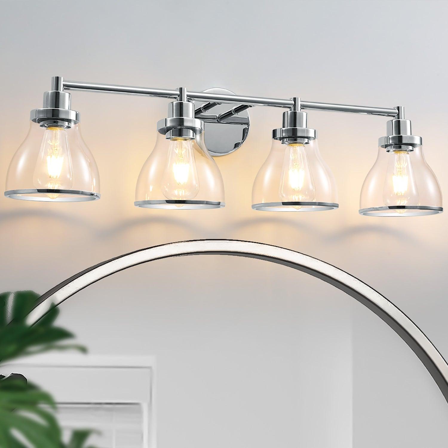 Hermosa Modern 4-Light Bathroom Vanity Light Fixture - Brushed Nickel Finish for Bathroom Mirror Lighting, Perfect for Modern Home Decor and Spa-Like Ambiance