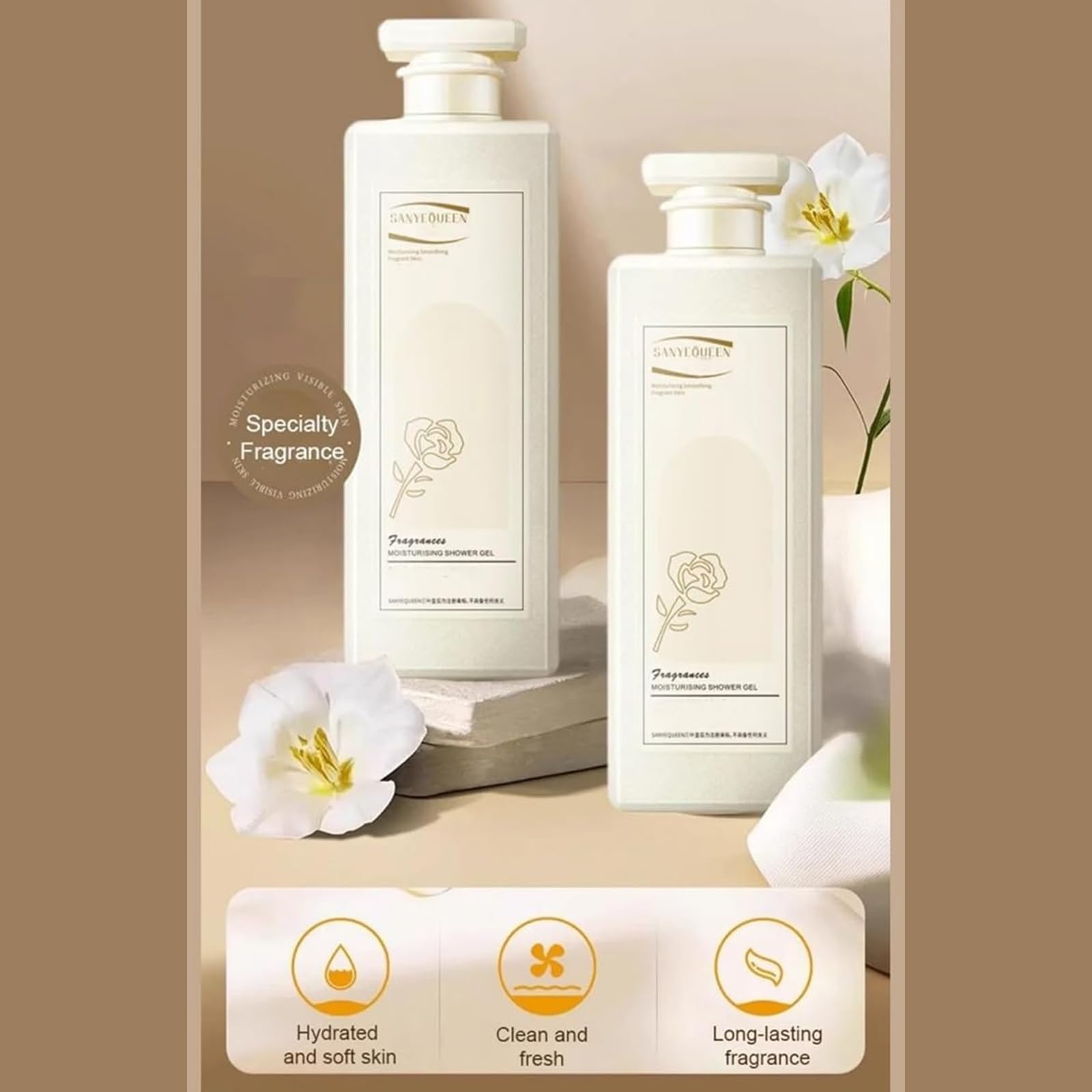 Korean Rose Scented Moisturizing Body Wash for Women & Men - 500ml | Hydrating Shower Gel with Long-Lasting Fragrance | Perfect for Daily Use, Spa Days & Gift Giving