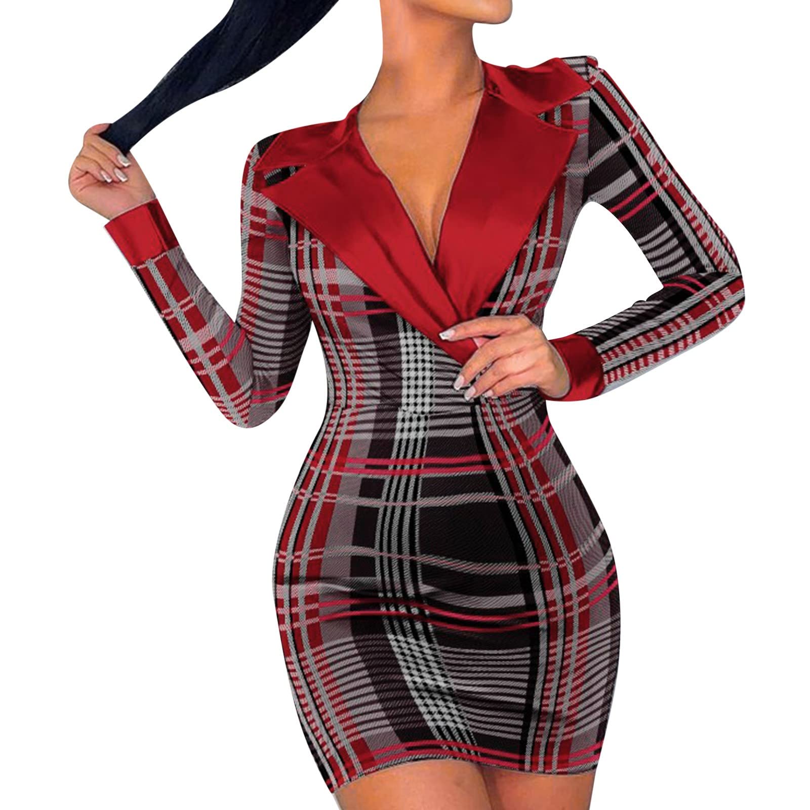 Elegant Women's Maxi Swing Dress - V-Neck Wrap Dress with Long Sleeves for Business, Evening & Casual Wear | Flattering Midi Dress for Office, Party & Date Night