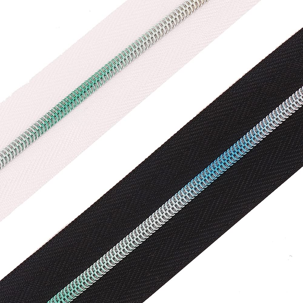 Rainbow Nylon Coil Zipper Tape #3 with Plastic Teeth - 5 Yards Black Zipper for Purses, Handbags & Sewing Projects | DIY Fashion Accessories & Repair Supplies