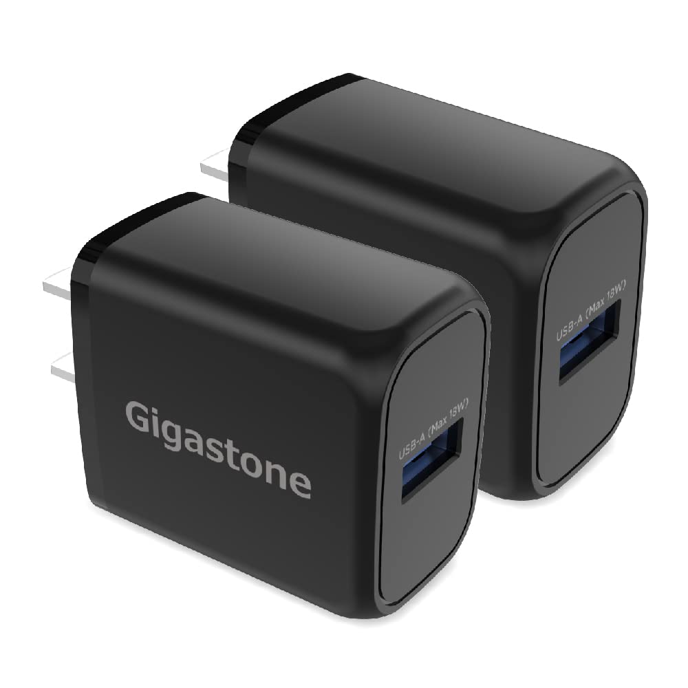Gigastone 18W USB Wall Charger 2-Pack with QC 3.0 Fast Charging | Qualcomm Certified | Compatible with iPhone, iPad, Samsung, LG, HTC | Perfect for Home, Office & Travel Charging Needs