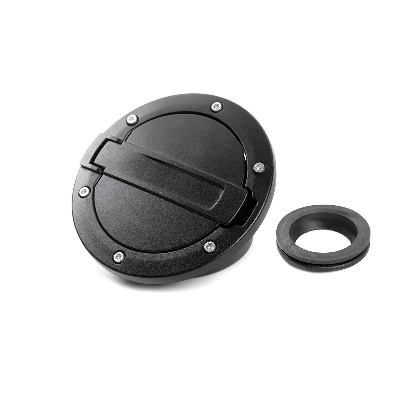 JeCar Aluminum Gas Cap Cover for Jeep Wrangler JK & Unlimited 2007-2017 - Fuel Filler Door Accessories for Sport, Rubicon, Sahara Models (No Logo) - Durable Exterior Upgrade for Off-Road & Daily Driving