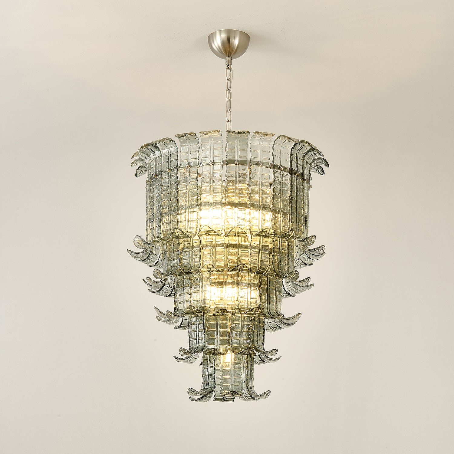 Elegant Cascade Murano Glass Chandelier - Handcrafted Italian Lighting Fixture for Dining Room, Living Room & Bedroom Decor