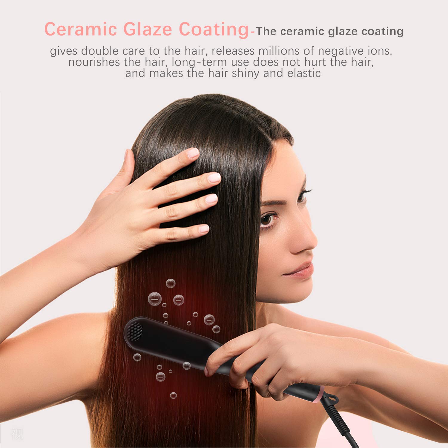 WT-023 3-in-1 Electric Straightening Brush - Fast Heating Hair Styler for Men's Beard & Women's Hair - Works on Long & Short Hair - Perfect for Home, Travel & Salon Use