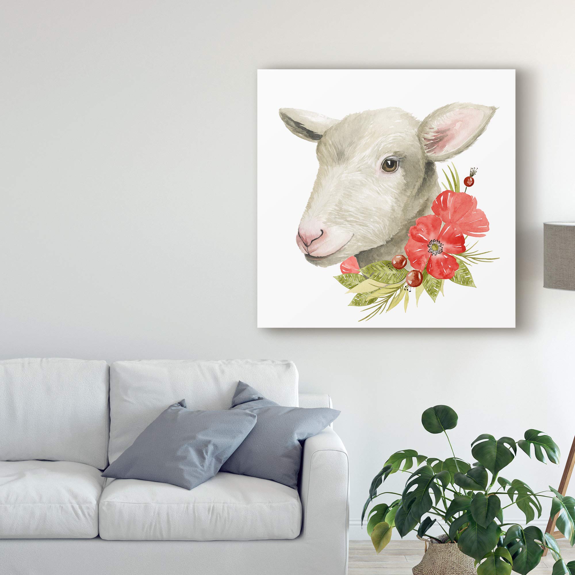 Grace Popp Poppy Farm III 18x18 Canvas Wall Art - Modern Floral Home Decor for Living Room, Bedroom & Office