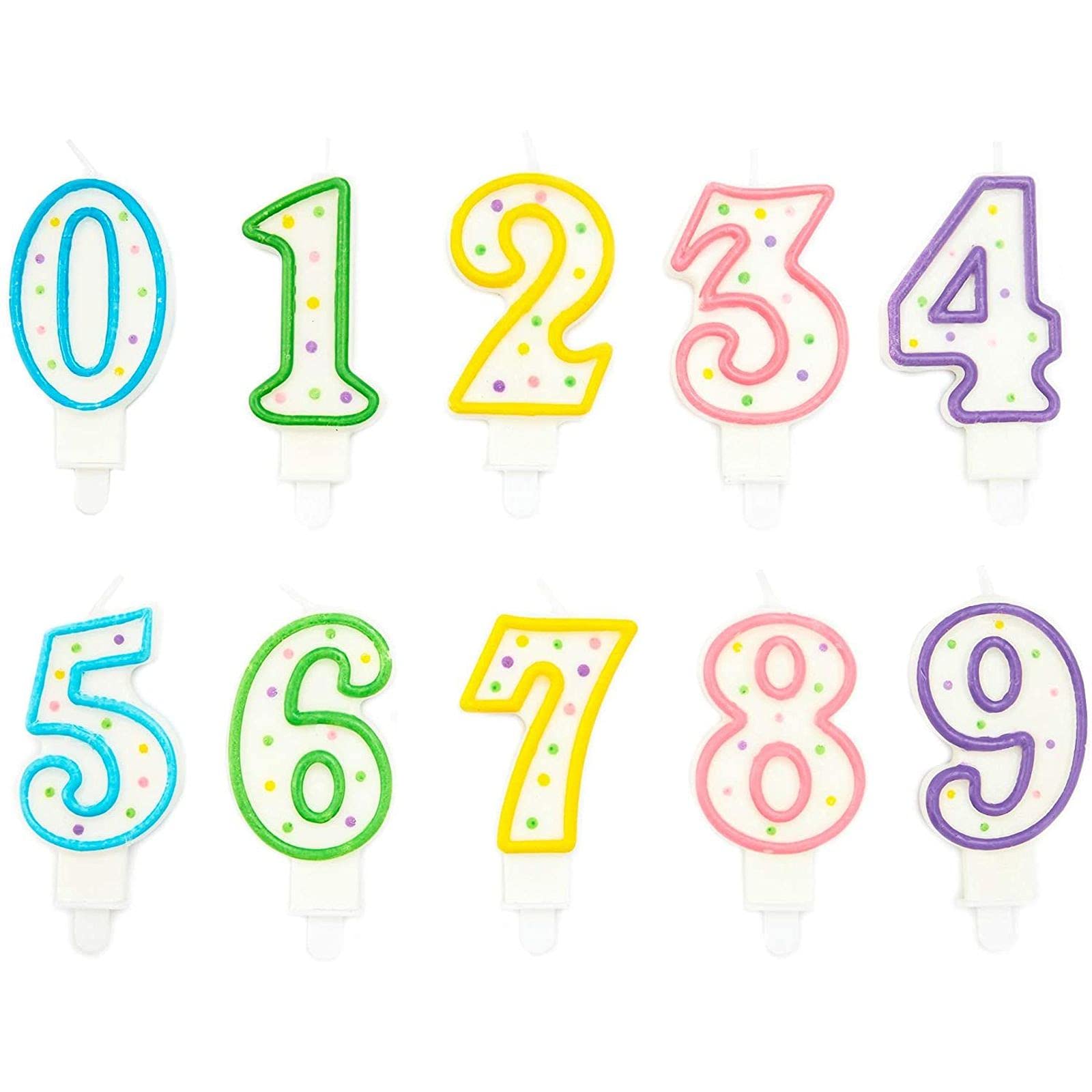 154-Piece Rainbow Striped Number Candles 0-9 - Cake Topper Decorations with Holders for Birthday Parties, Weddings & Celebrations - Perfect for DIY Cake Decorating and Festive Events