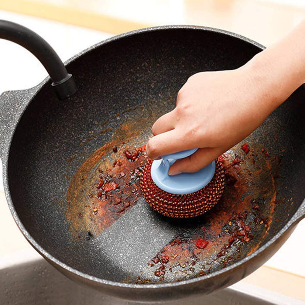 Hemoton Steel Wool Scrubber 10pcs - Detachable Dish Brush for Kitchen & Restaurant Cleaning