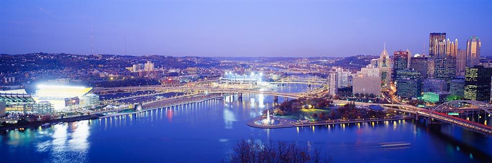 Pittsburgh Evening Skyline Peel & Stick Wall Mural - 60x20 Inch Removable Wallpaper - Easy DIY Home Decor for Living Room, Bedroom, Office