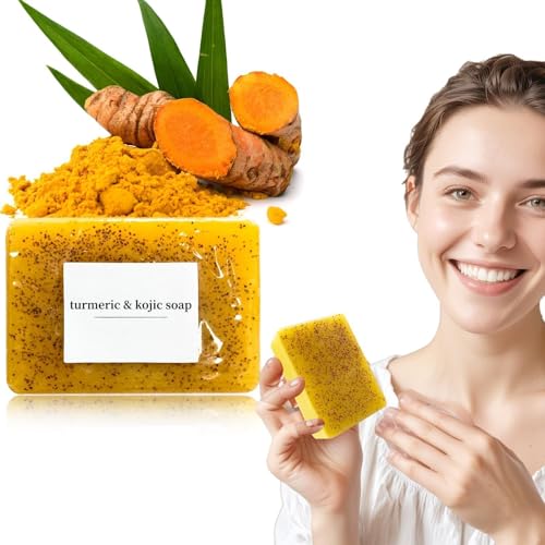 2 PCS Lemon Turmeric & Kojic Acid Soap - Brightening Face & Body Cleanser for Women & Men - Natural Skin Lightening, Acne Treatment & Dark Spot Removal - Perfect for Daily Skincare & Bath Routine