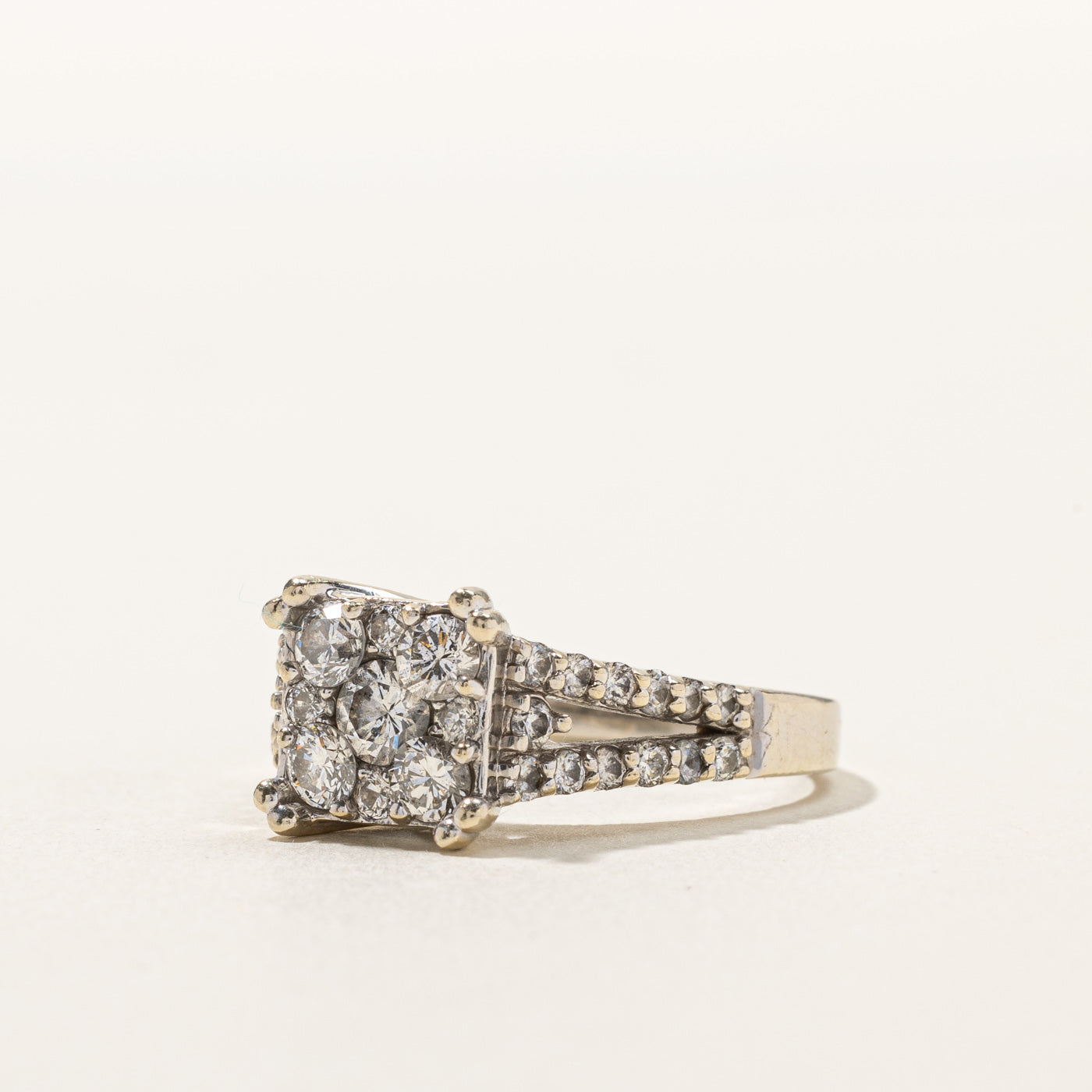 1.18ctw Diamond Cluster Split Shank Ring - Size 8.75 | Elegant Wedding Band, Anniversary Gift for Her | Perfect for Engagement, Proposals & Special Occasions