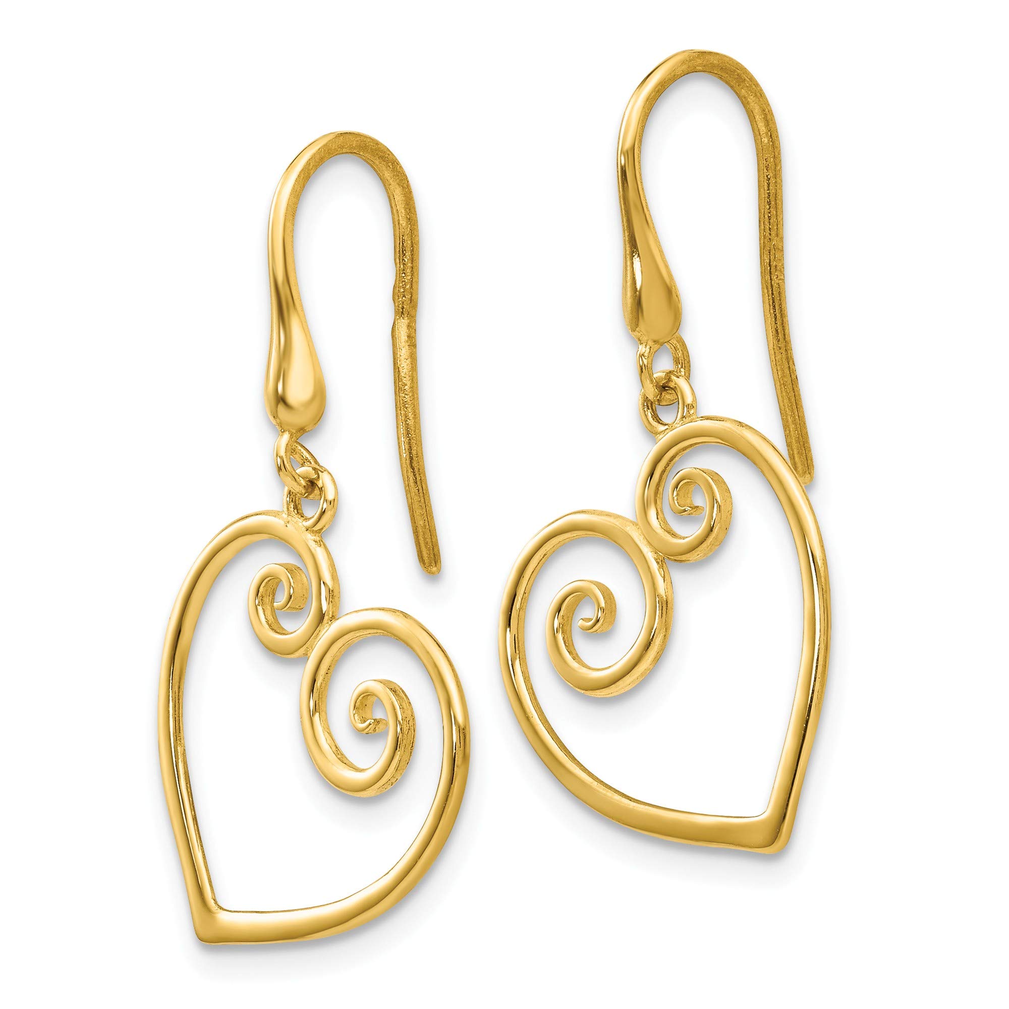 14K Yellow Gold Heart Dangle Shepherd Hook Earrings for Women - Valentine's Day Gift, Anniversary Jewelry - Perfect for Date Nights, Weddings & Special Occasions