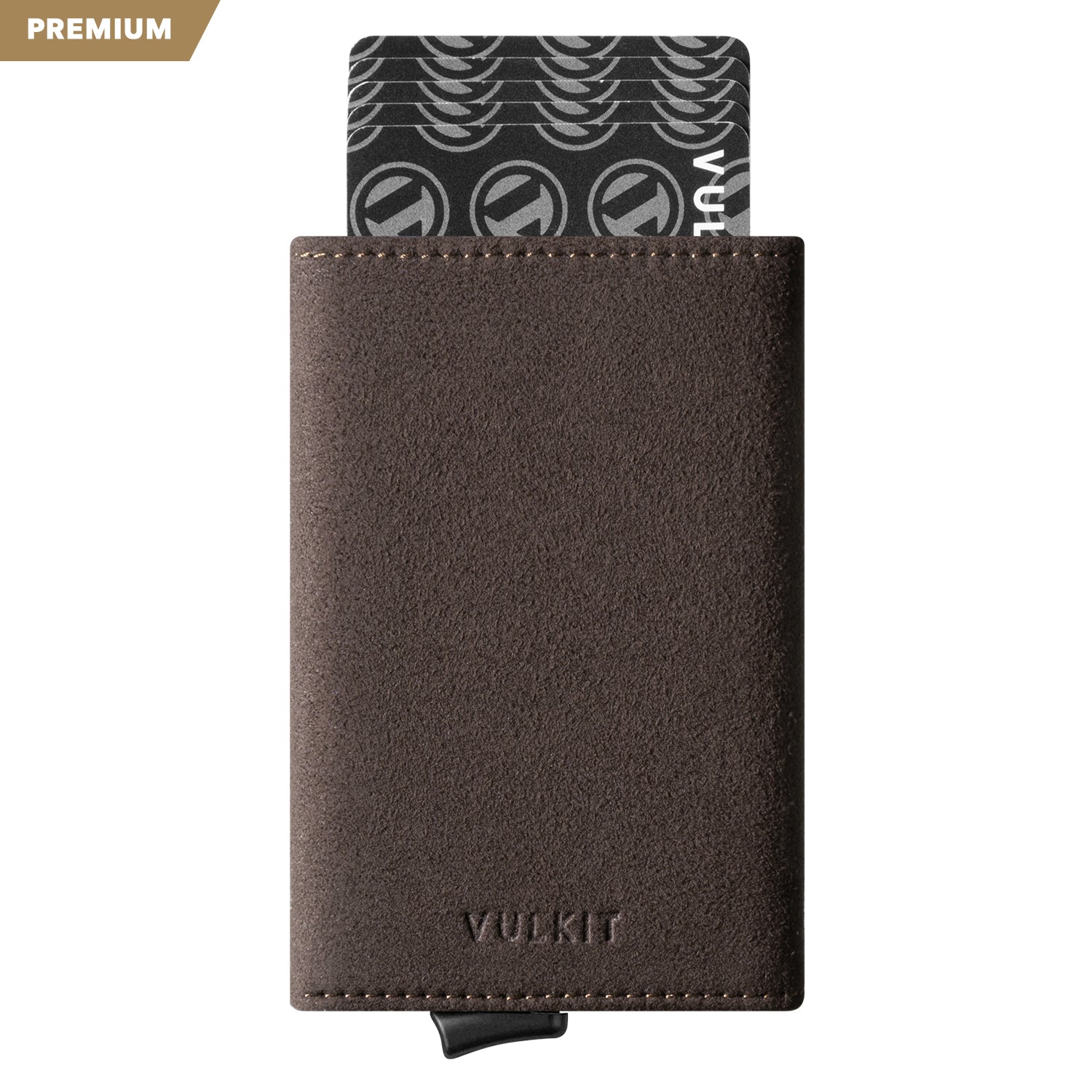 VC203A Genuine Alcantara Leather Tri-Fold Wallet with Back Zipper Slot & Magnetic Closure - Slim RFID Blocking Wallet for Men, Perfect for Travel, Business & Everyday Carry
