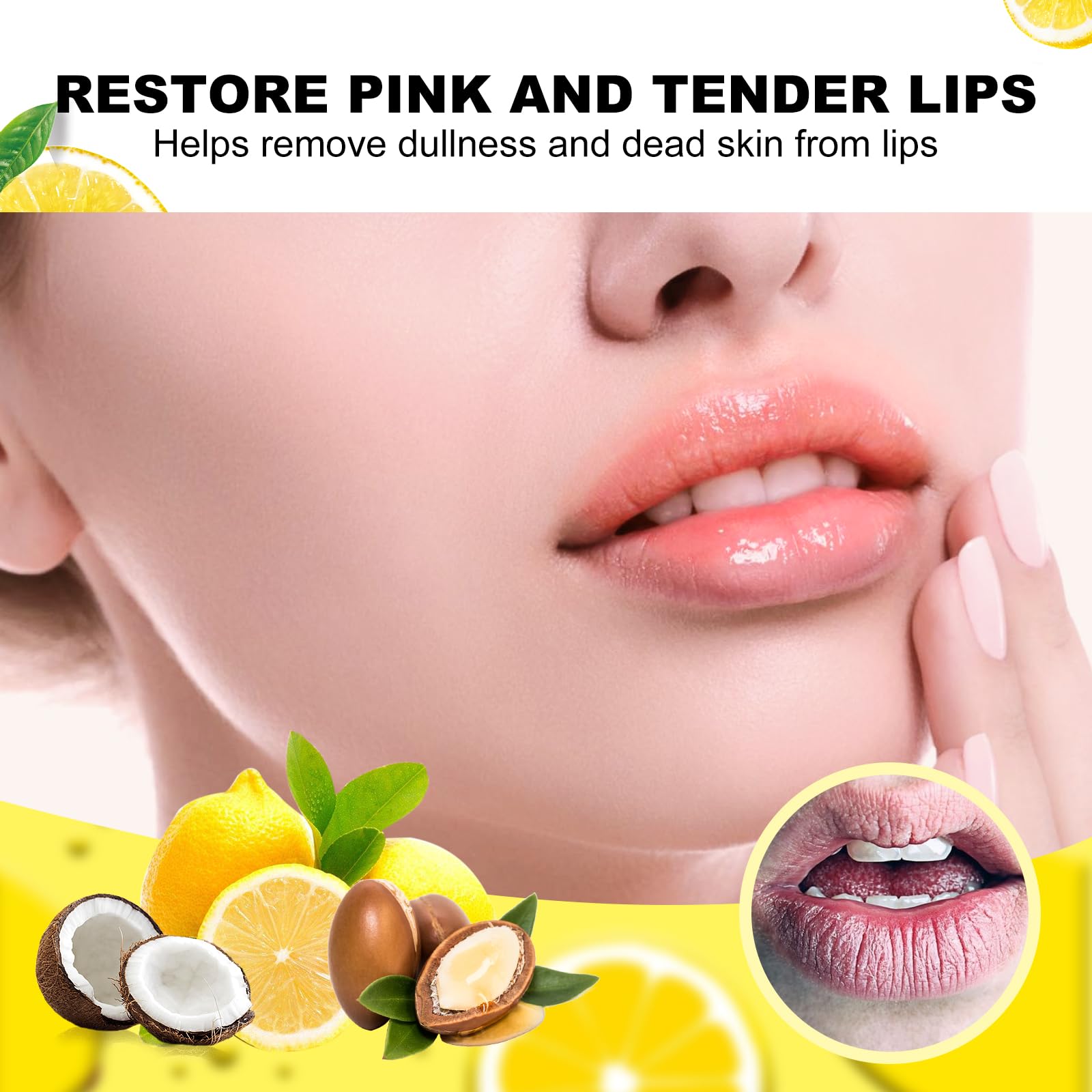 Vitamin C Lemon Lip Scrub for Dry Lips - Natural Exfoliating & Moisturizing Lip Care - Travel-Friendly Lip Scrub for Soft, Smooth Lips | Perfect for Winter Care & Pre-Lipstick Prep