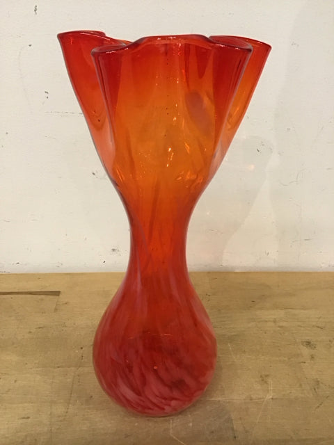 12 Orange Art Glass Vases - Handmade Decorative Flower Vases for Home, Wedding, and Party Decor - Perfect for Centerpieces and Gift Giving