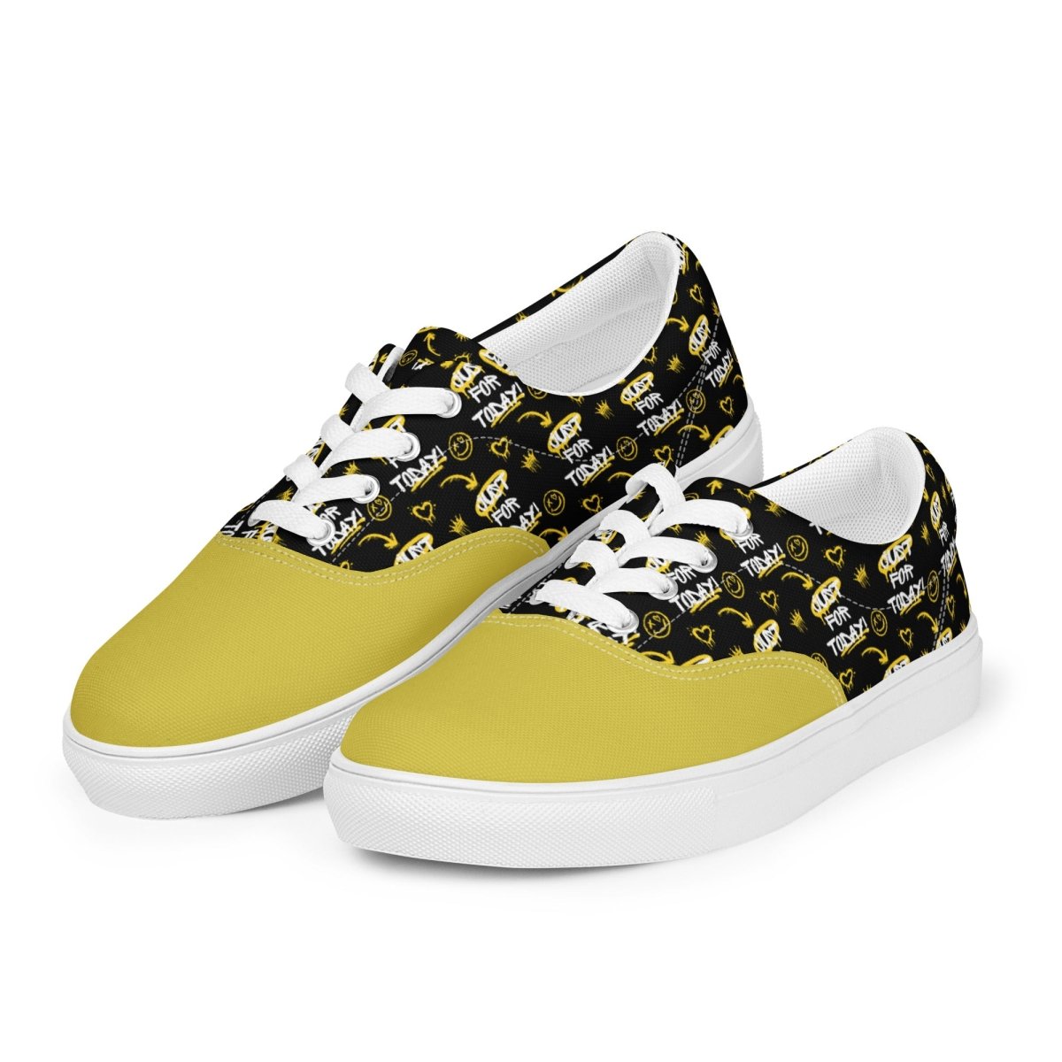 Just for Today Graffiti Men's Lace Up Canvas Sneakers - Durable Street Style Shoes for Urban Fashion & Skateboarding