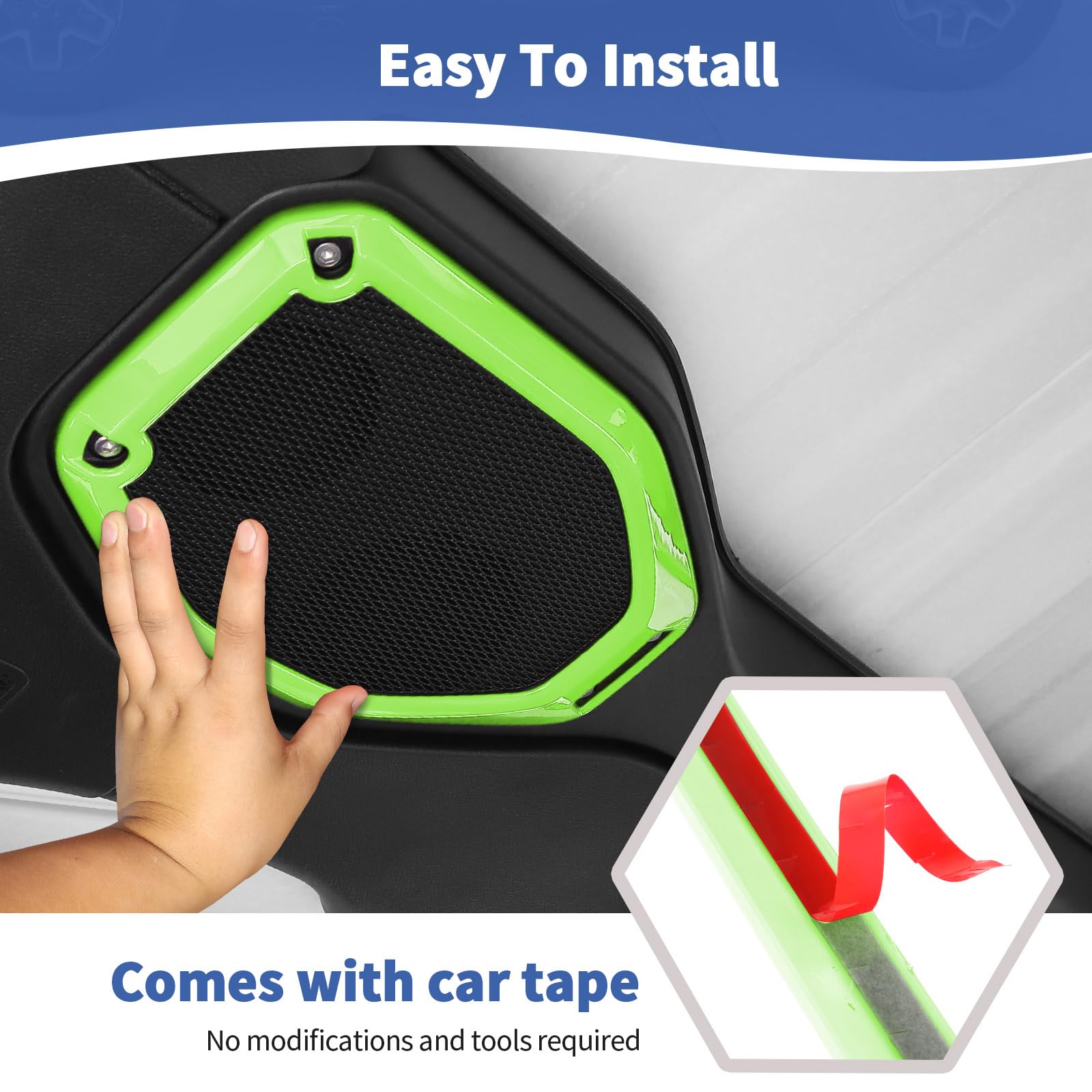 Jeep Wrangler JL JLU & Gladiator JT Roof Speaker Cover Trim (2018-2023) - 2pcs Green Interior Accessories | Perfect for Off-Road Adventures & Car Audio Upgrades
