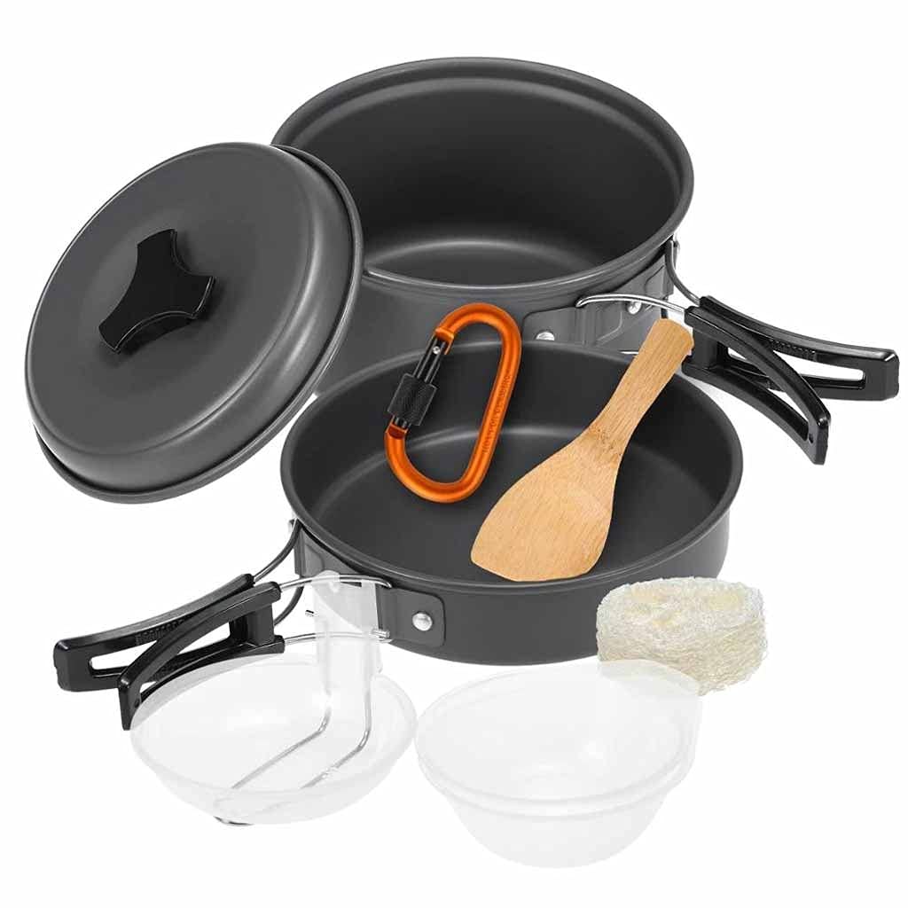10-Piece Camping Cookware Set - Lightweight Mess Kit with Pot, Pan & Bowls for Backpacking, Hiking & Outdoor Cooking | Perfect for Picnics, RV Trips & Survival Gear