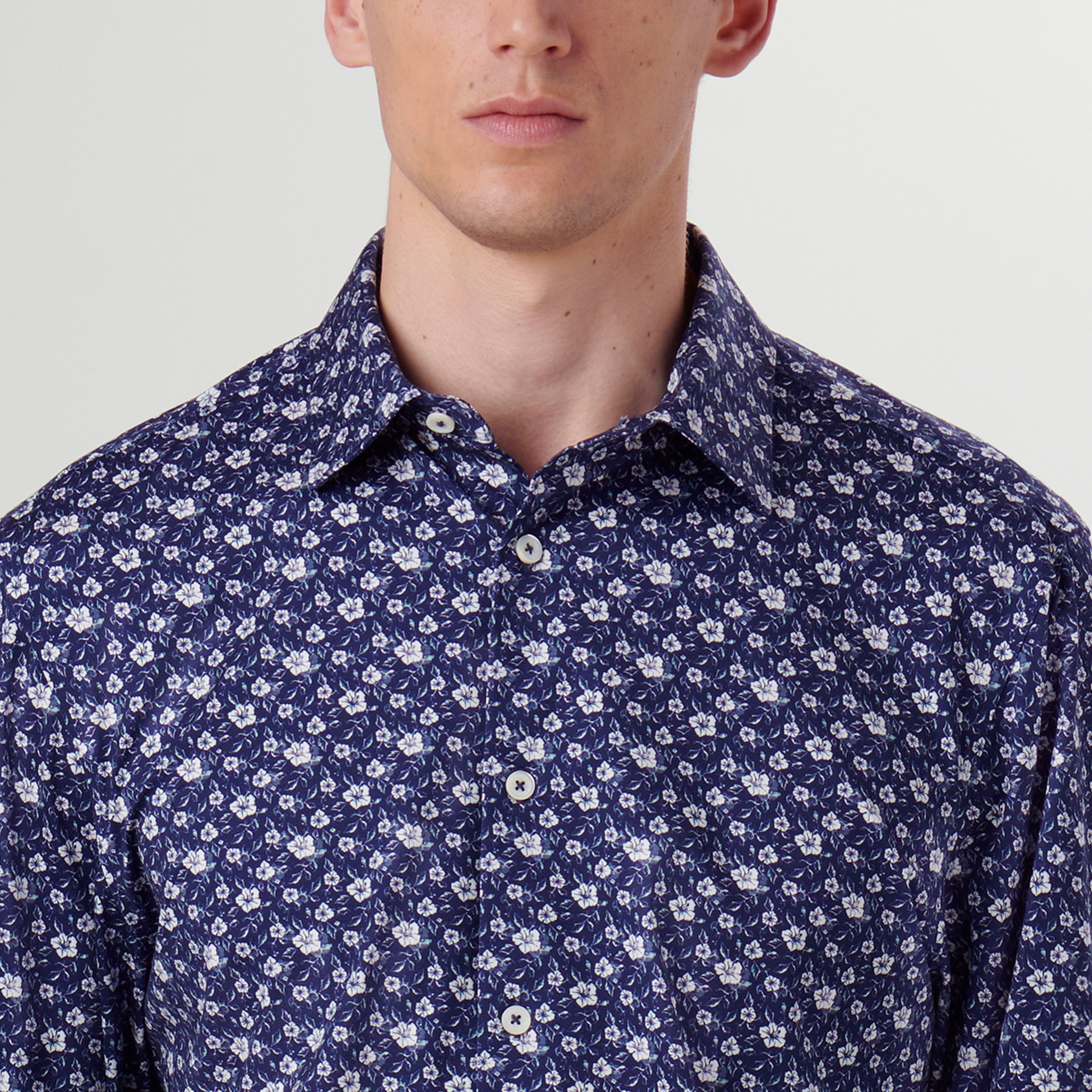 James Floral Pin Check OoohCotton Shirt for Men - Stylish Casual Button Down Shirt for Work, Date Night & Summer Outfits