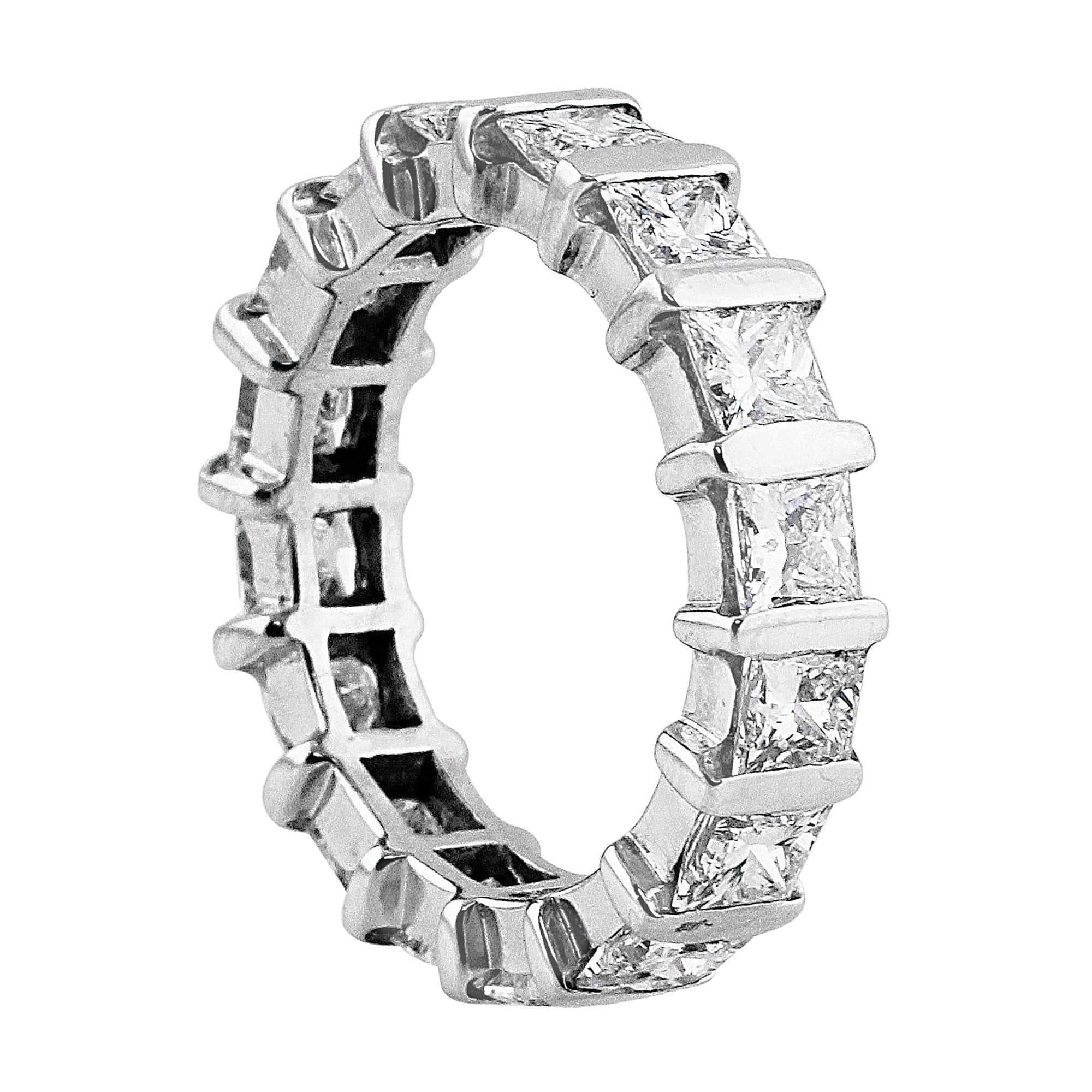 18K White Gold Princess Cut Eternity Band Ring for Women - Perfect for Weddings, Anniversaries & Special Occasions