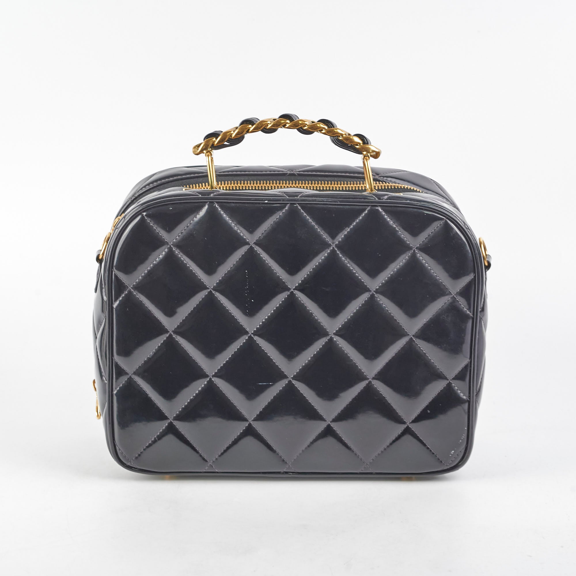 Chanel Vintage Cube Vanity Case in Black - Perfect for Makeup Storage & Travel Organizer