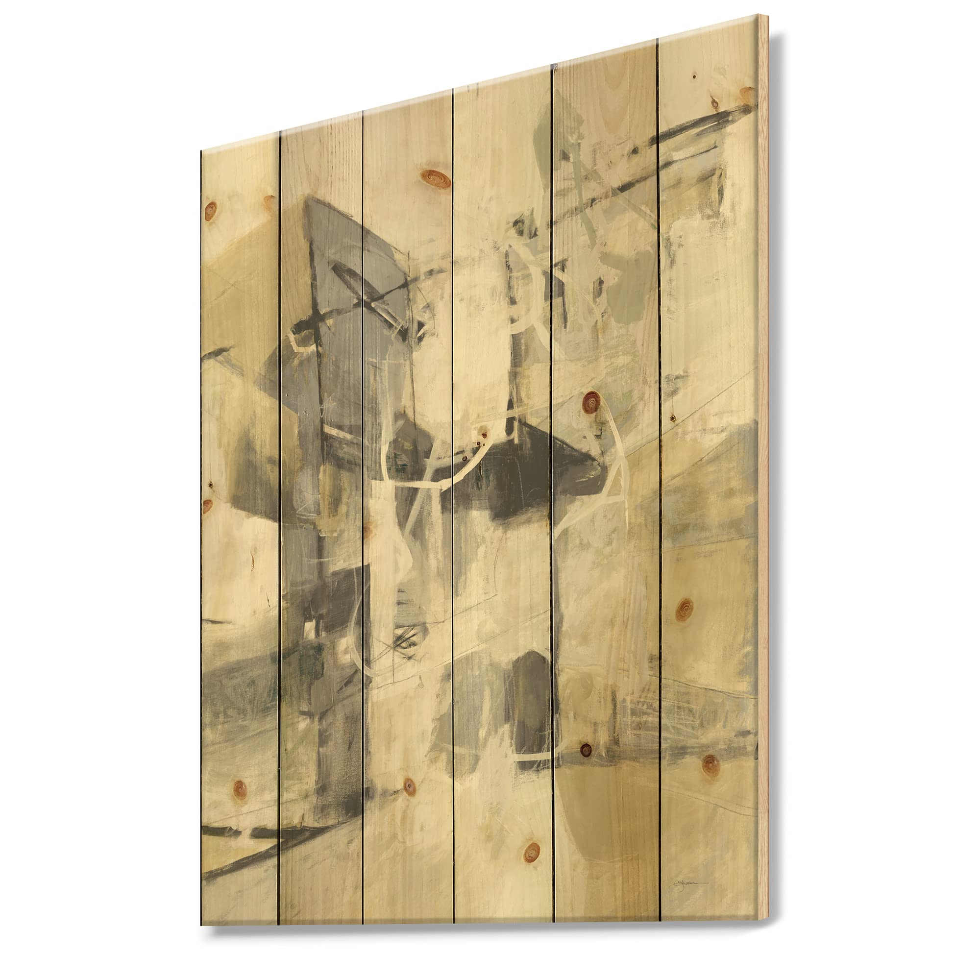 DesignQ Glam Cream Dream IV Modern Wood Wall Art - Large Abstract Grey Wood Panel Decor Printed on Natural Pine - Perfect for Living Room, Bedroom & Office Wall Decor