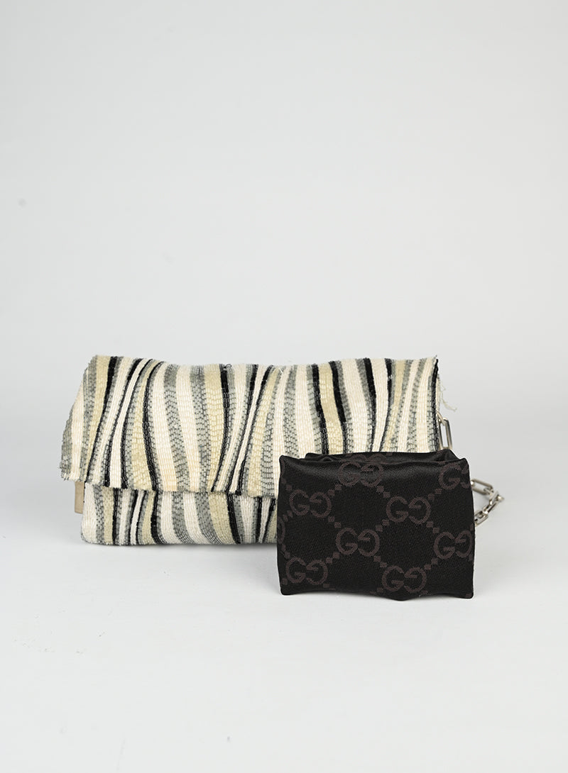Gucci White and Black Beaded Handbag for Women - Elegant Designer Purse for Parties, Weddings & Evening Events