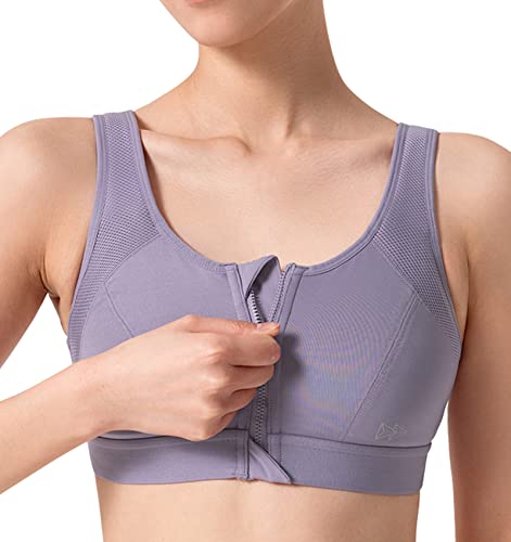 Yvette Front Zip Sports Bra for Women - Medium Support X-Shape Workout Bra with Front Closure, Non-Padded - Perfect for Yoga, Gym & Running