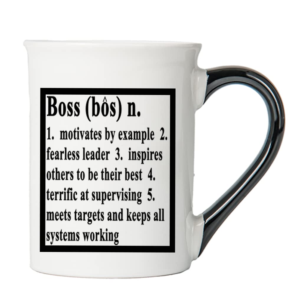 16oz Ceramic Boss Coffee Mug - Funny & Unique Office Gift for Women & Men - Perfect for Boss, Doctor, Coworker, Desk Accessories - Ideal for Office Use, Home Coffee Break & Corporate Gifts
