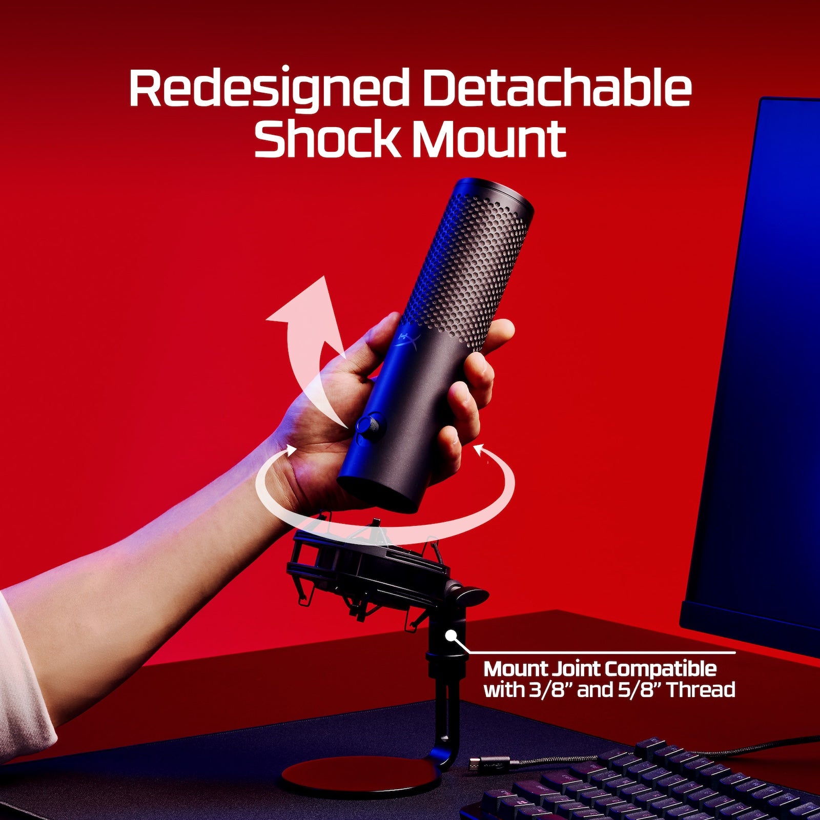 HyperX QuadCast S 2 USB Condenser Microphone - Professional Streaming & Gaming Mic with RGB Lighting for PC, PS4, PS5 - Perfect for Twitch, YouTube & Podcast Recording