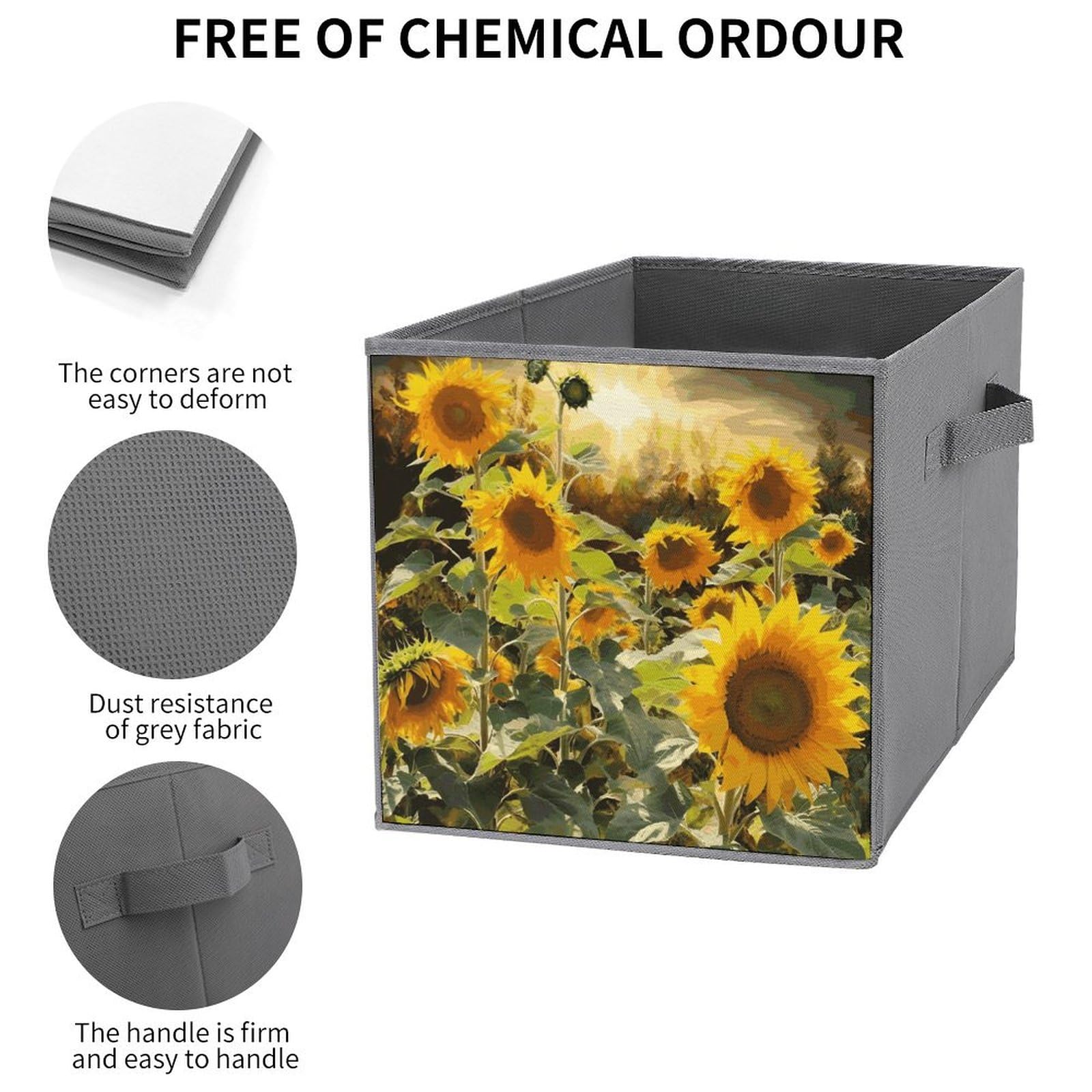 6PCS Sunflower Storage Bins - Collapsible Organizers for Home & Shelves