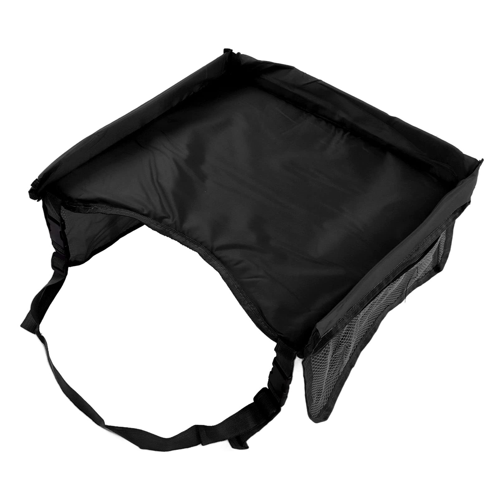 Foldable Kids Travel Car Table Tray - Waterproof Toddler Lap Desk Organizer for Baby Carriages & Strollers - Portable Snack & Activity Tray for Road Trips & Airplane Travel - Black