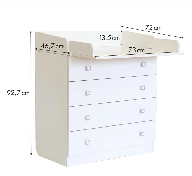 Avanti Trendstore Elly White Laminated Wood Dresser with 4 Spacious Drawers, 80.4