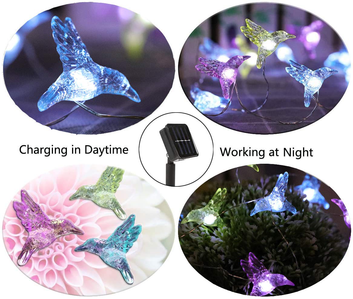 Starryfill 30 LED Solar Hummingbird String Lights - 1.1