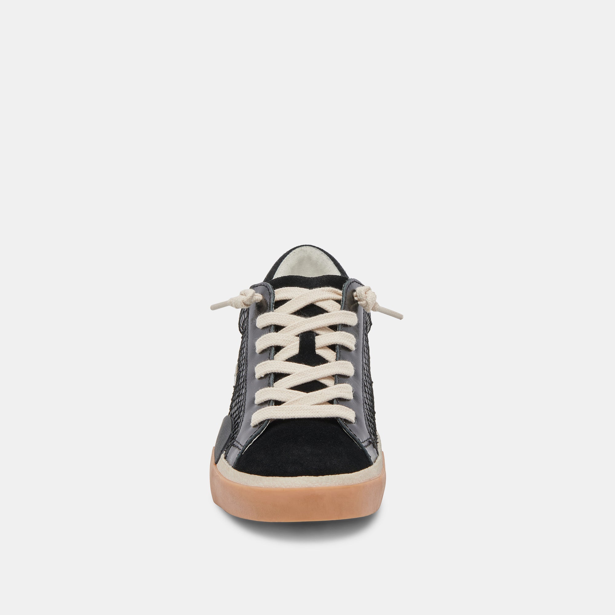 ZINA Wide Sneakers for Women - Onyx Embossed Leather Comfortable Walking Shoes | Casual Fashion Sneakers for Everyday Wear, Work & Travel