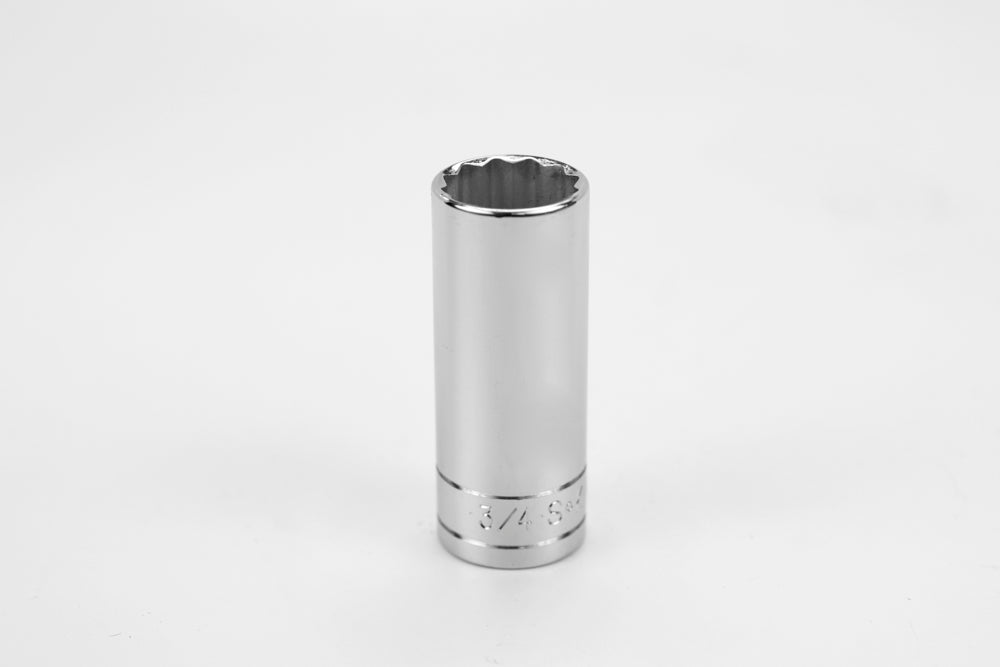 3/4 & 3/8 Drive 12-Point Fractional Deep Chrome Socket Set - Professional Grade Impact Sockets for Automotive Repair & Mechanical Work