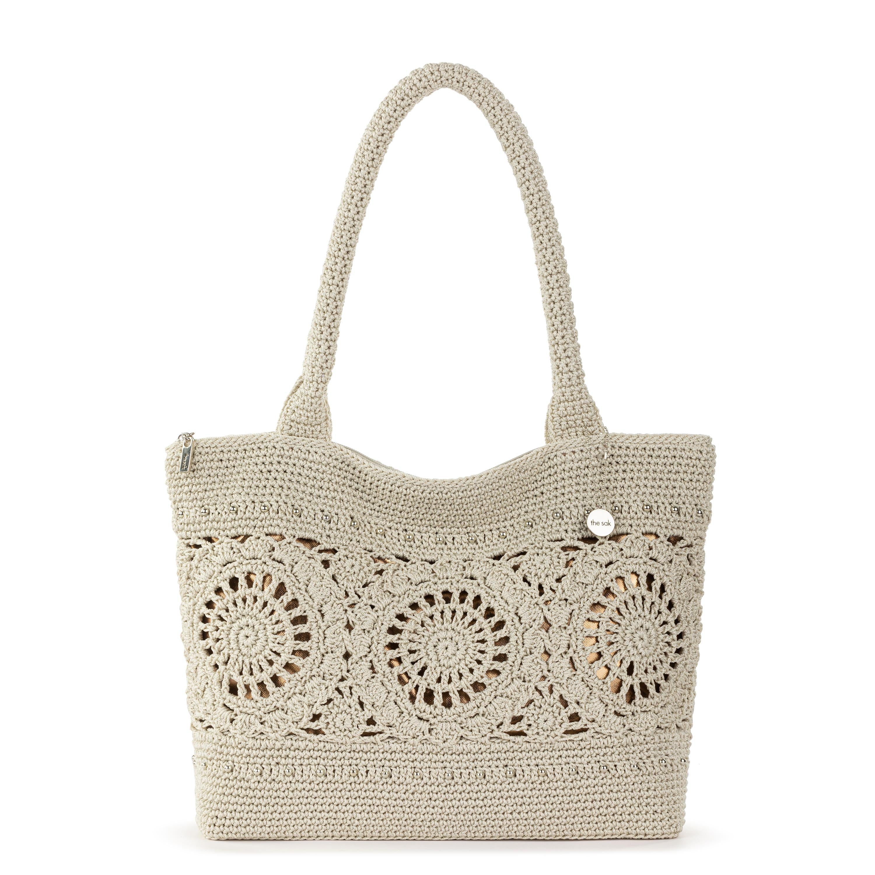 Hand Crocheted Classic Carryall Bag - Natural Medallion Design for Women | Perfect for Beach, Travel & Everyday Use