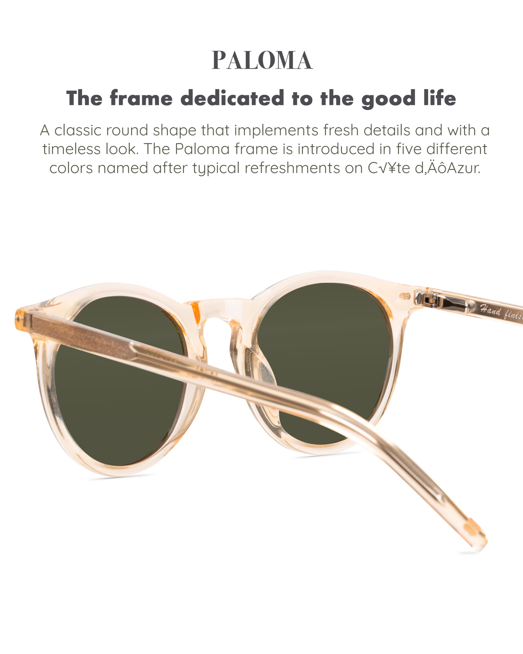 Christopher Cloos Paloma Champagne Round Polarized Sunglasses for Men & Women - UV Protection Unisex Fashion Shades with Case - Perfect for Driving, Beach & Outdoor Activities