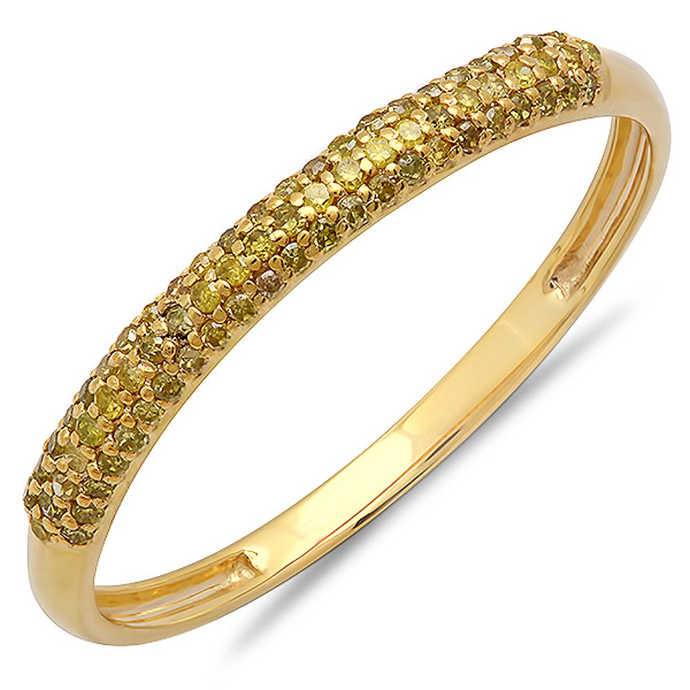 10K Yellow Gold Stackable Wedding Band - 0.20cttw Round Diamond Ring for Women | Bridal Jewelry Gift