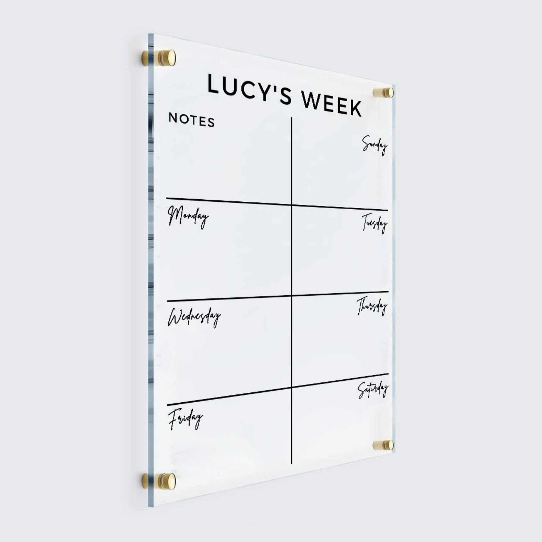 Custom Acrylic Weekly Planner 2025 - Personalized Dry Erase Wall Calendar | Monthly & Weekly Horizontal Planner | Perfect Housewarming Gift for Home & Office Organization